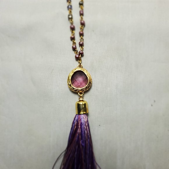 Macy's amethyst mala beads with purple stone and tassel yoga necklace - Picture 7 of 10